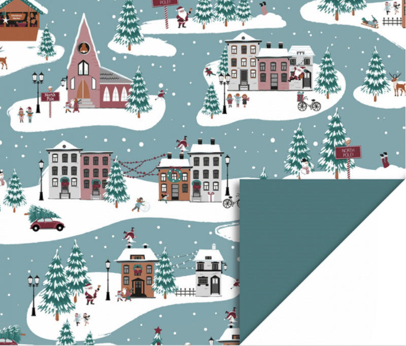 Kerst inpakpapier - X-mas Landscape 30 cm x 3 meter. 