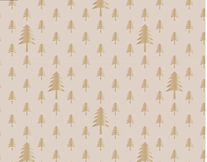 Kerst inpakpapier - X-mas Tree Beige Gold Foil 30 cm x 3 meter. 