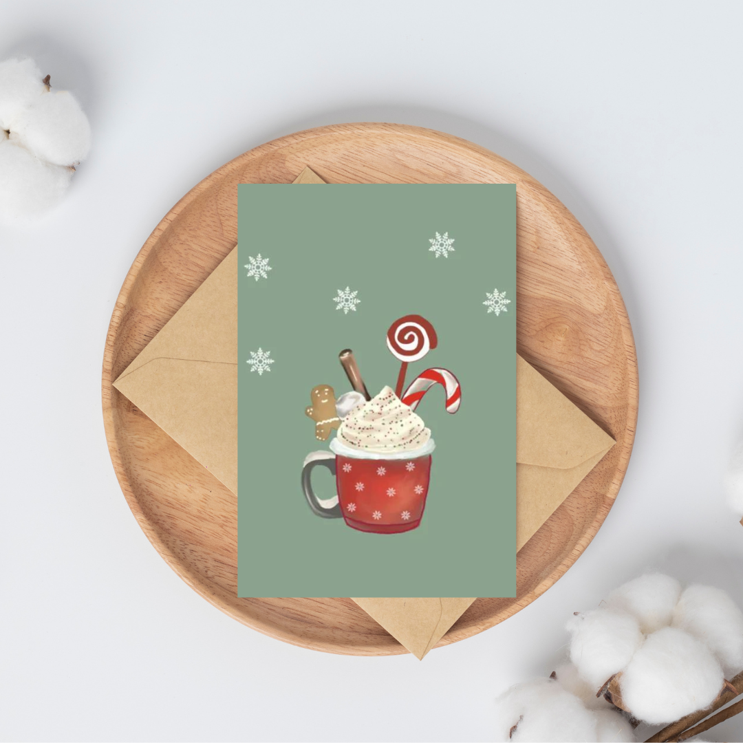 Kerstkaart met chocomok