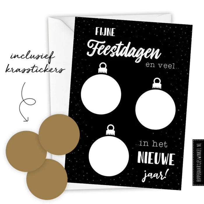 Kerstkaart kraskaart DIY - inclusief envelop - Zwart