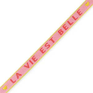 Lint met tekst - La vie est belle - Pink