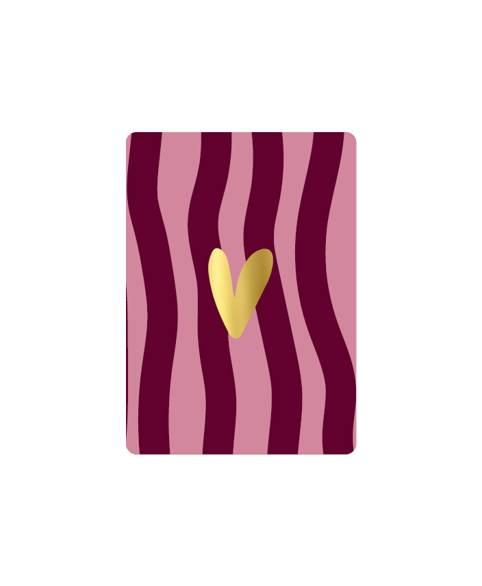 Mini kaartjes A7 - Hart goud + waves / cadeaukaartjes A7