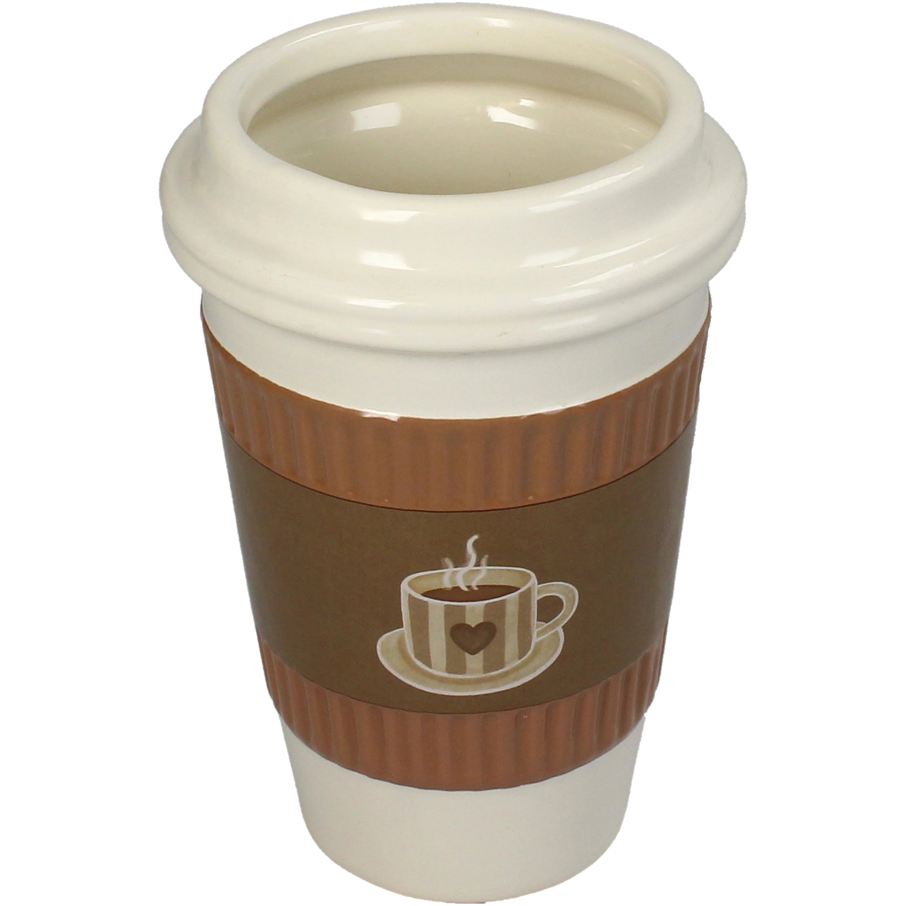 Vaas / potje Coffee Cup - Aardewerk - Bruin -  11x11x16.5cm