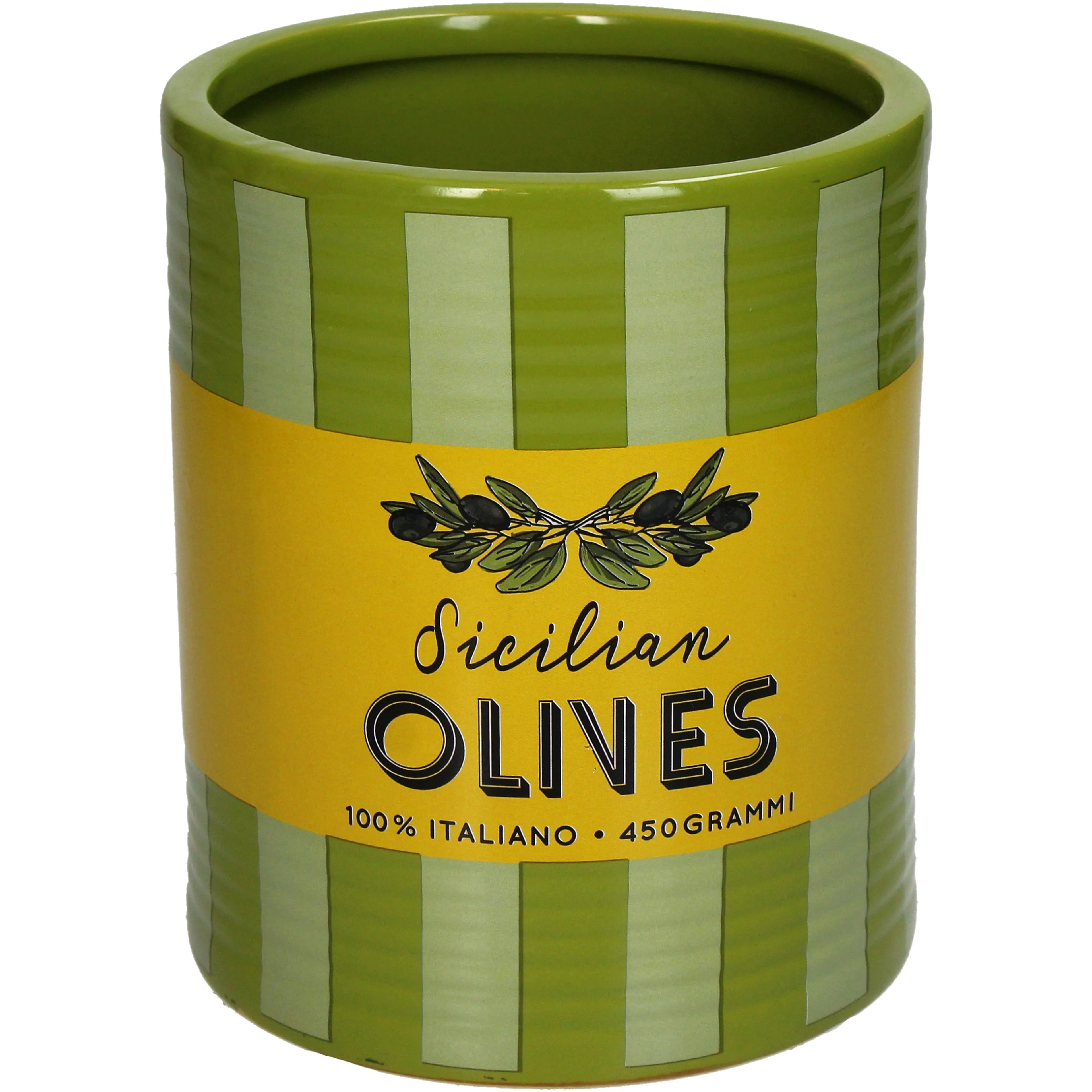 Vaas Planter Olives Stripes - Aardewerk - 13x13x15.3cm