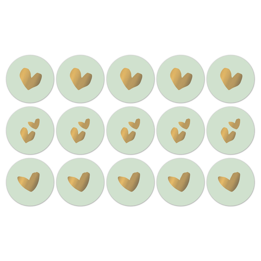 Stickers - Solo Hearts - Mint / Goud