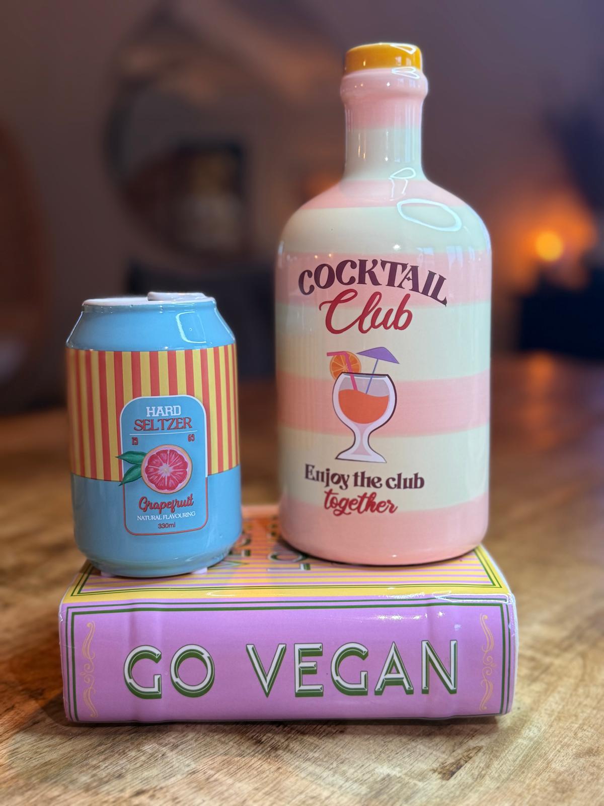 Vaas cocktail fles - Enjoy the club together - Aardewerk - 9.5x9.5x21.5cm
