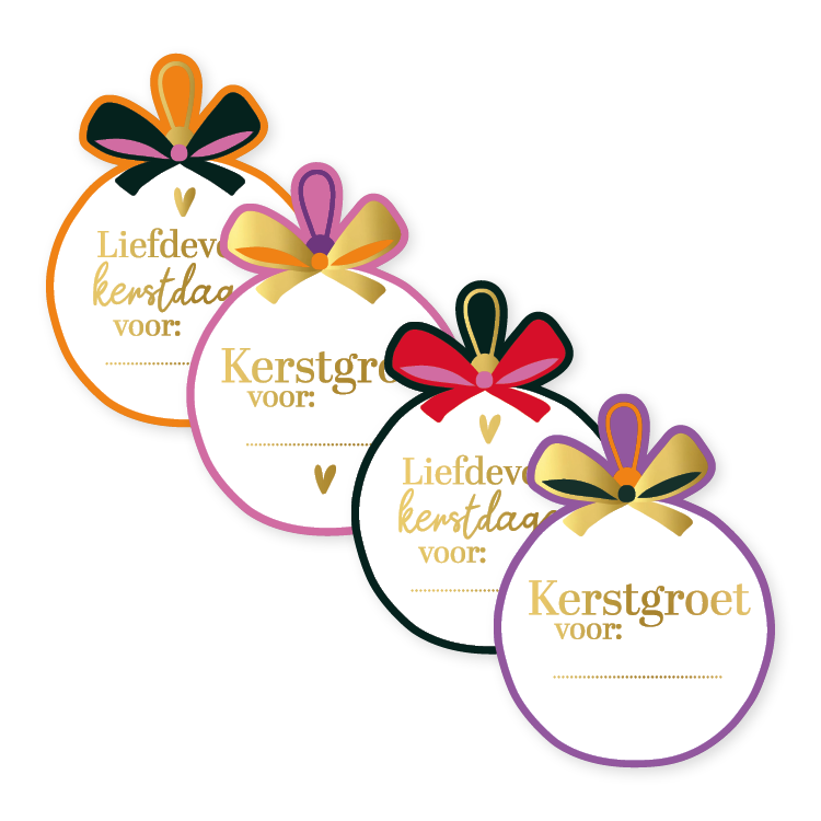 Stickers - Kerstbal met kerstgroet (10 stuks)