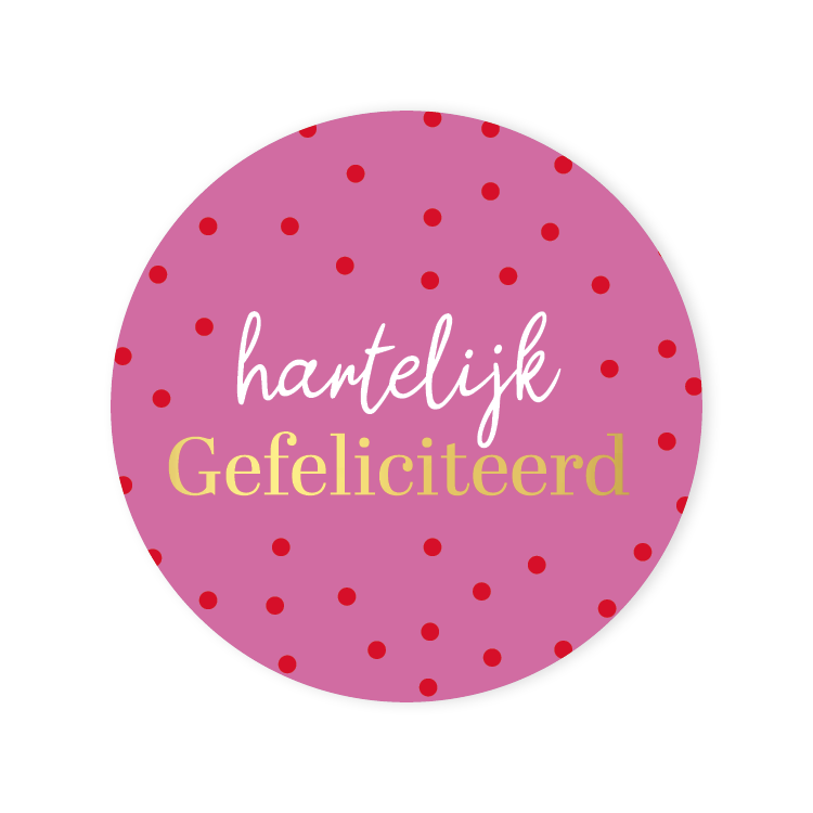 Stickers - Hartelijk gefeliciteerd + dots Roze (10 stuks)