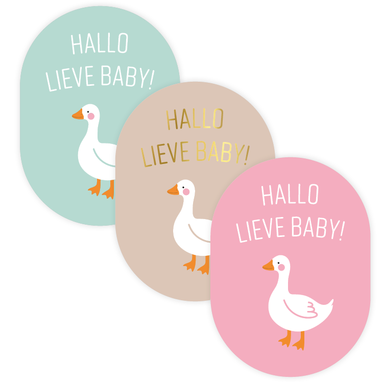 Stickers - Stickers Ovaal - Hallo lieve baby (3 varianten) (10 stuks)