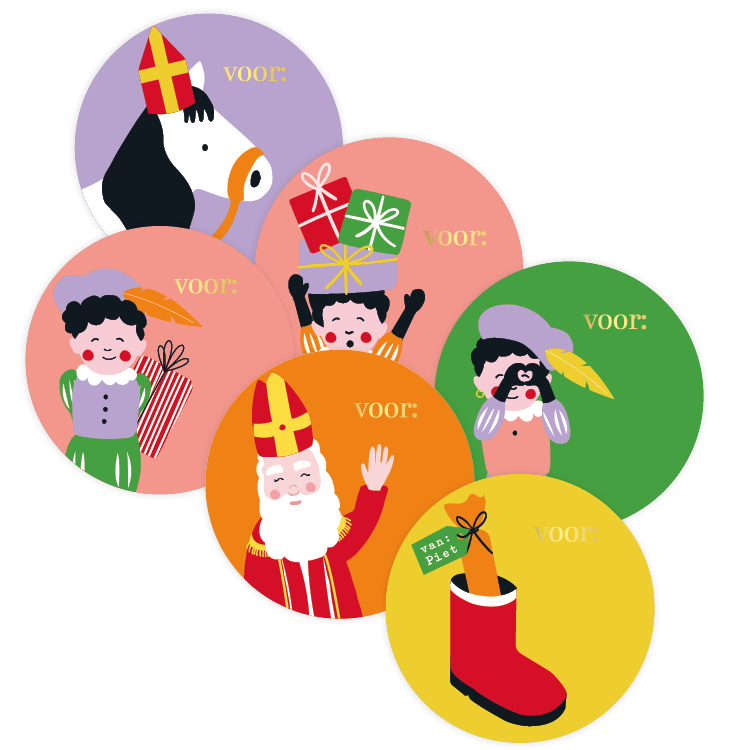 Stickers - Sinterklaas div. kleuren (10 stuks)