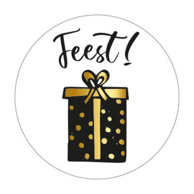 Stickers - Feest! - Wit/Zwart/Goud (5stuks)
