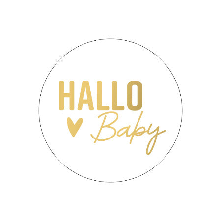 Stickers - Hallo baby wit/goud (5 stuks)
