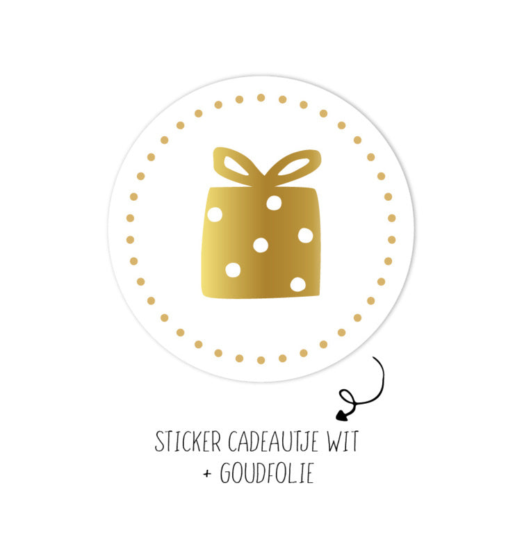 Stickers - Present Wit Dots (5 stuks)