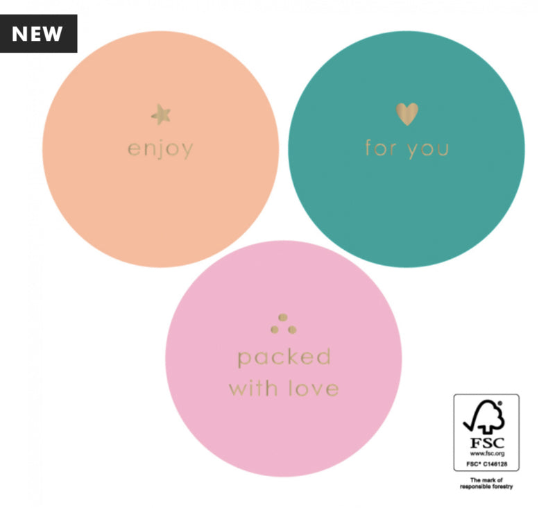 Stickers - Multi - Text Gold - Happy (5 stuks)