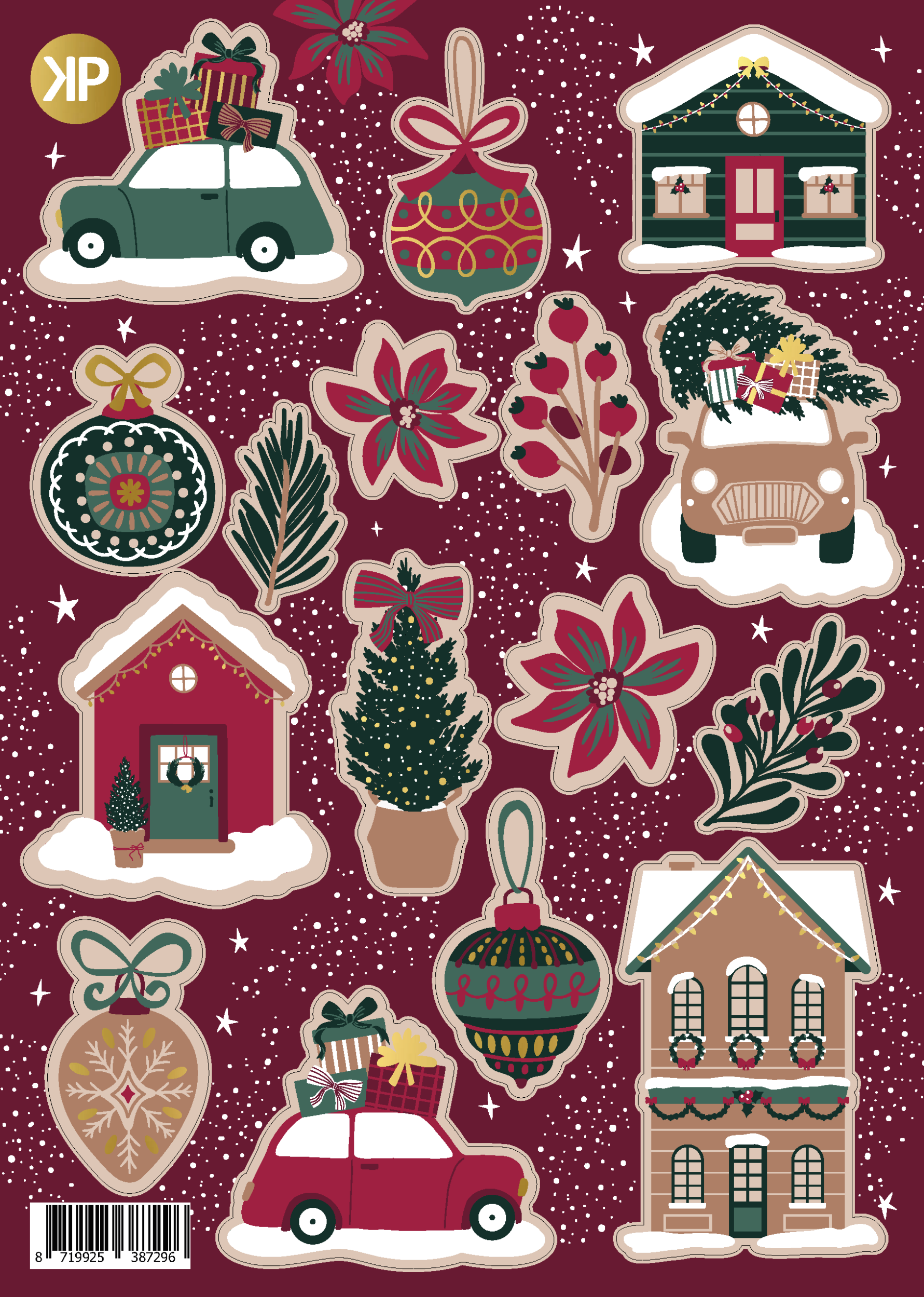 Stickervel kerst -  A5 Christmas - 25 stickers