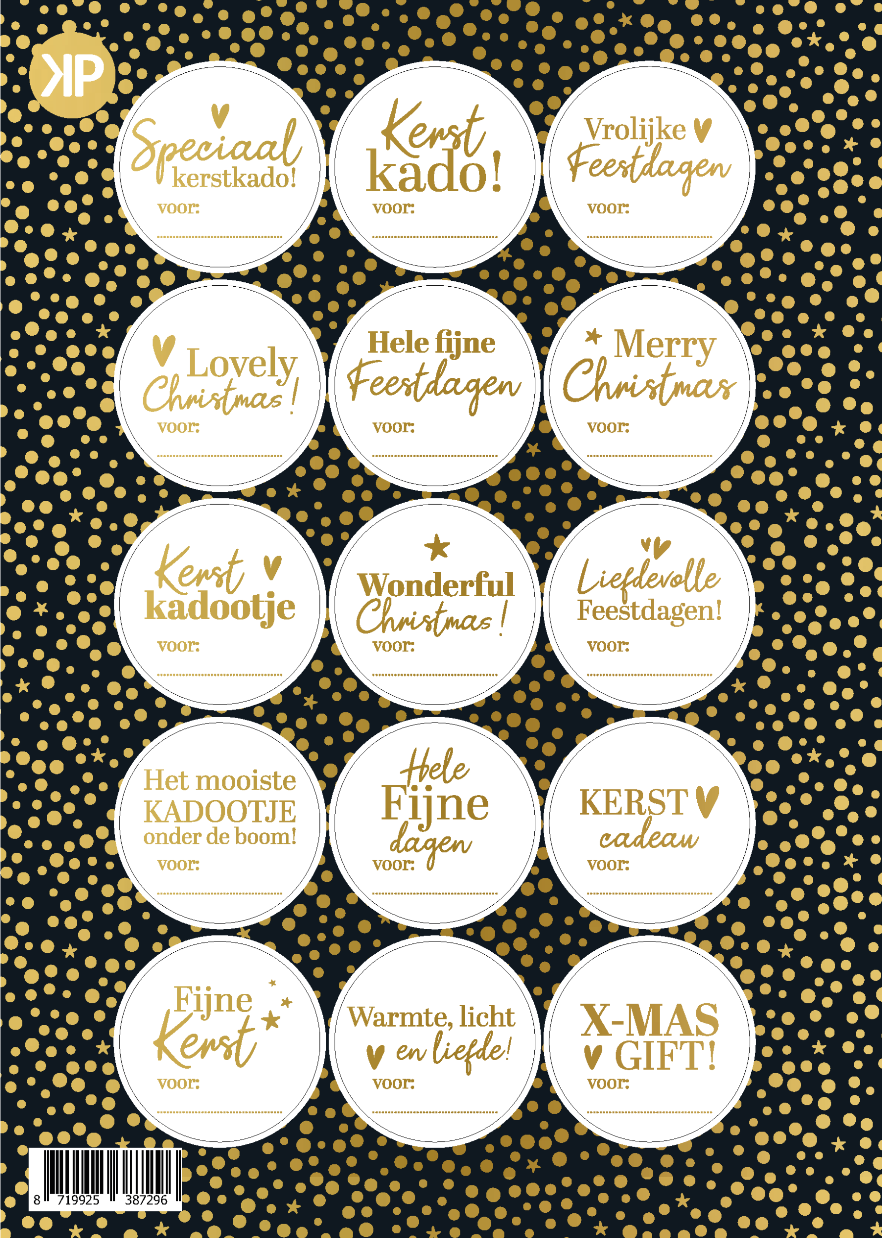 Feestdagen stickervellen voor zien van naamlabel 