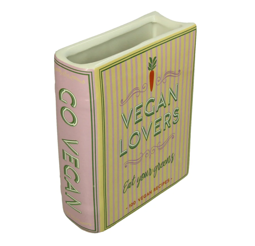 Vaas Boek Vegan Lovers - aardewerk - 14.4x5.5x18.2cm