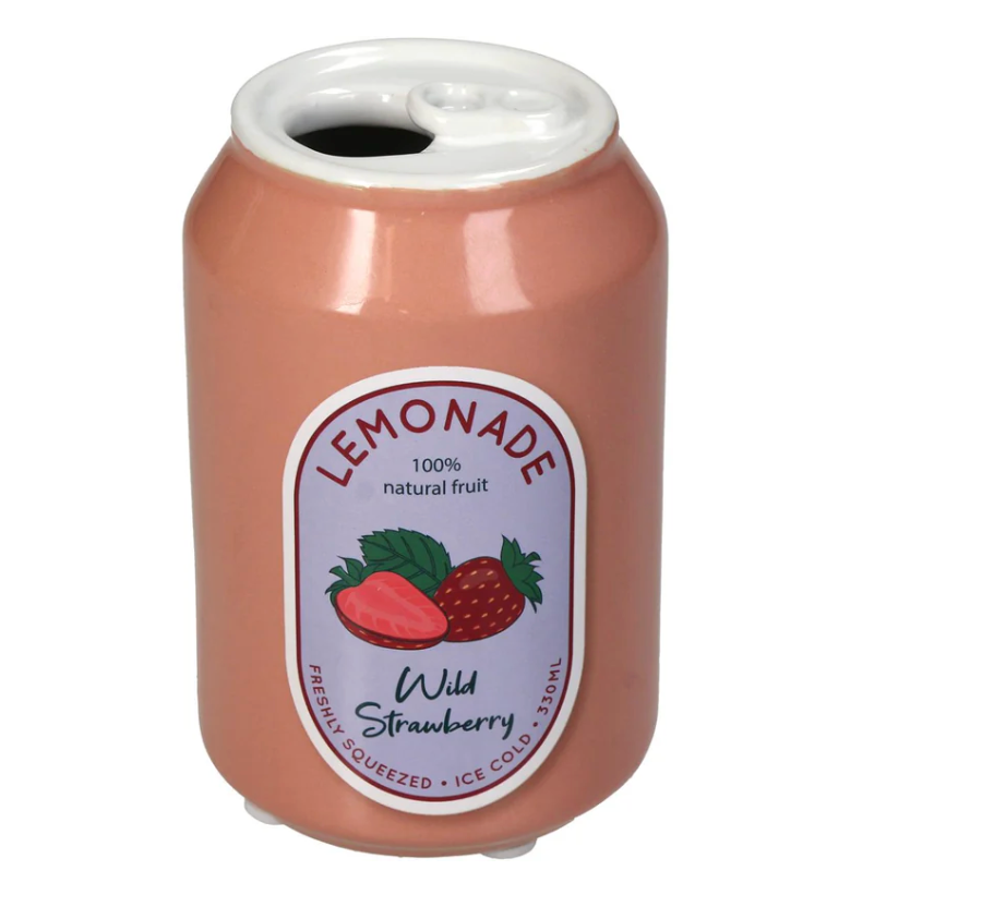 Vaas Lemonade Strawberry - vorm van blikje - aardewerk - 7x7x11.3