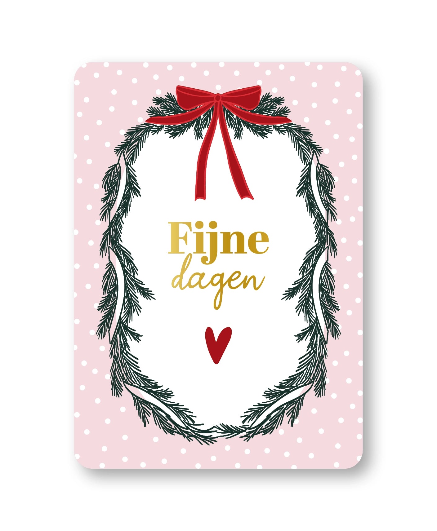 Kerstkaart met Envelop – Fijne Dagen (Roze) A6