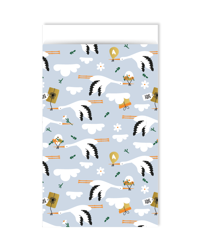 Cadeauzakjes M - Ooievaar blue