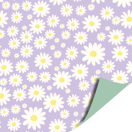 Inpakpapier - Daisies lilac - 30 cm x 3 meter