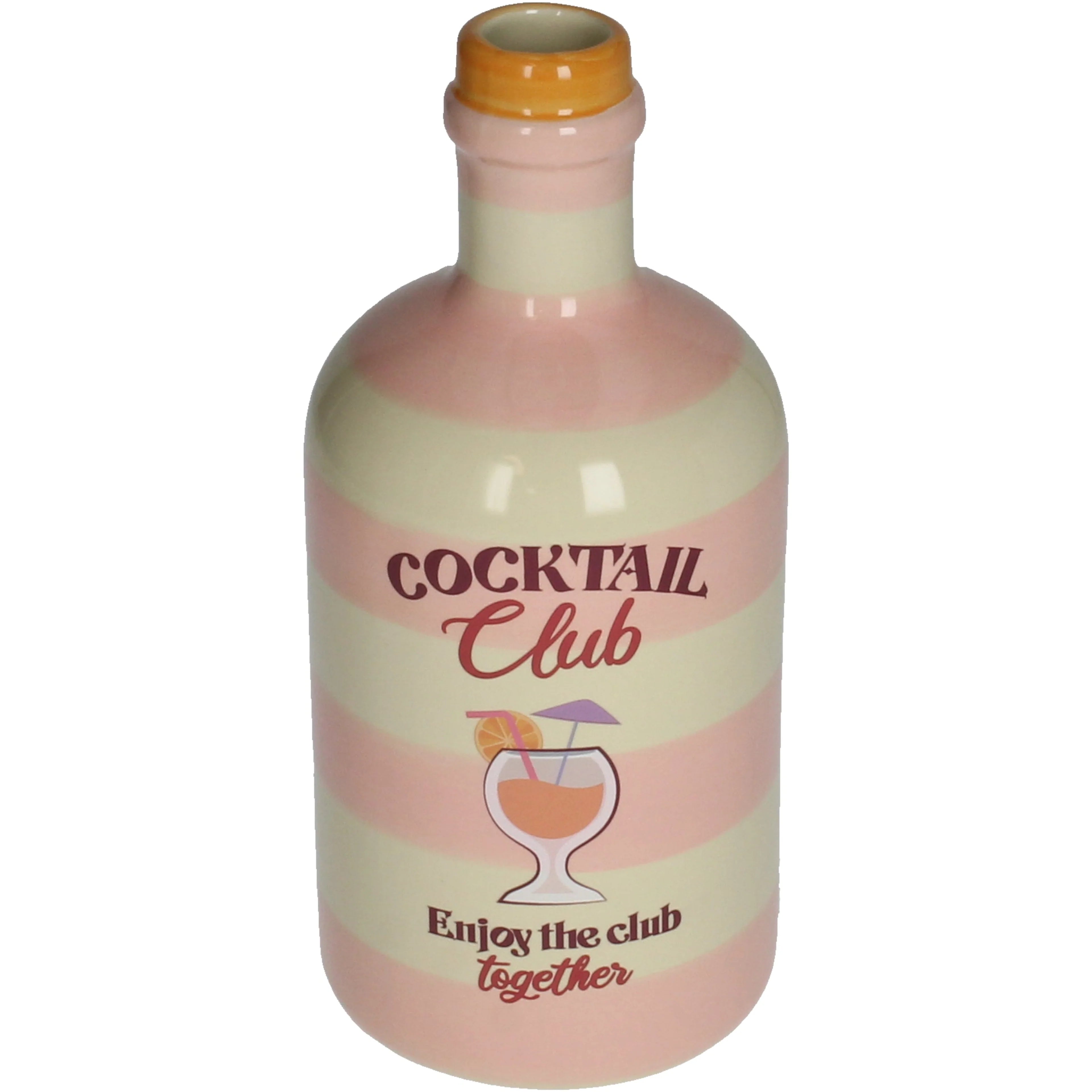 Vaas cocktail fles - Enjoy the club together - Aardewerk - 9.5x9.5x21.5cm