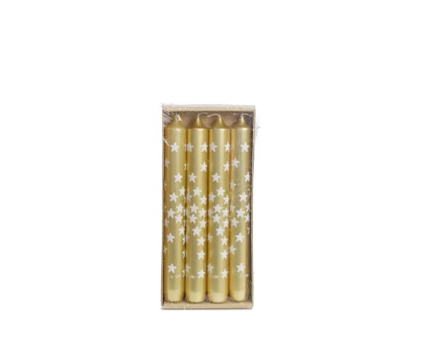 Kerst kaarsen - Goud met sterretjes