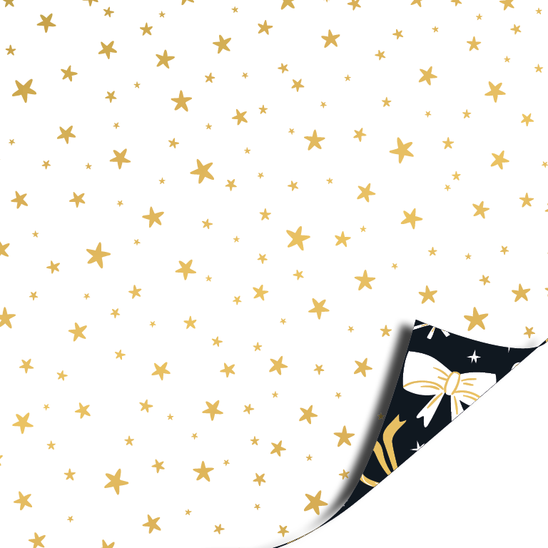 Cadeaupapier Bows black/gold - inpakpapier dubbelzijdig 30cm x 3 meter