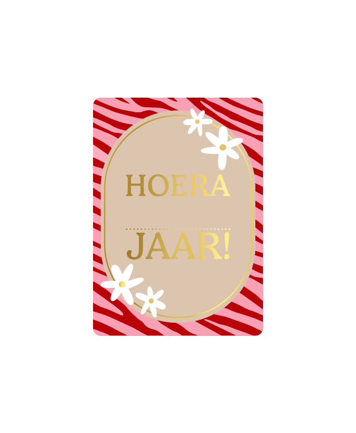 Mini kaartje - hoera ... Jaar + bloem