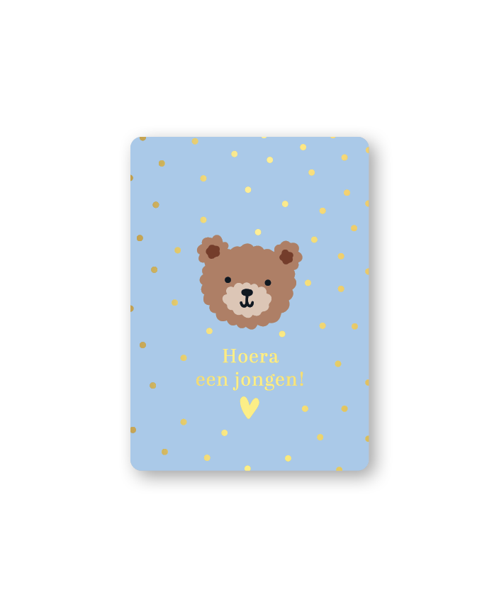 Mini kaartje - hoera een jongen - little bear blue