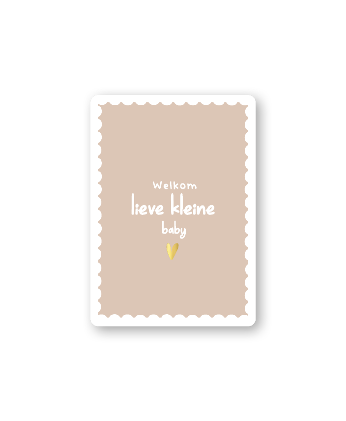 Mini kaartje - Welkom lieve kleine baby - beige