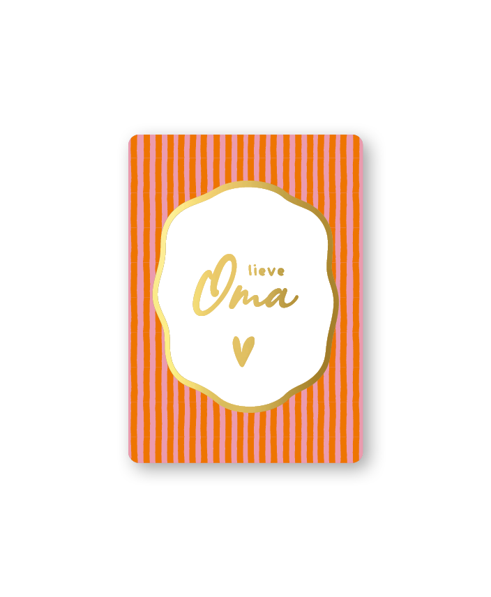 Mini kaartje - Lieve oma - Orange stripes
