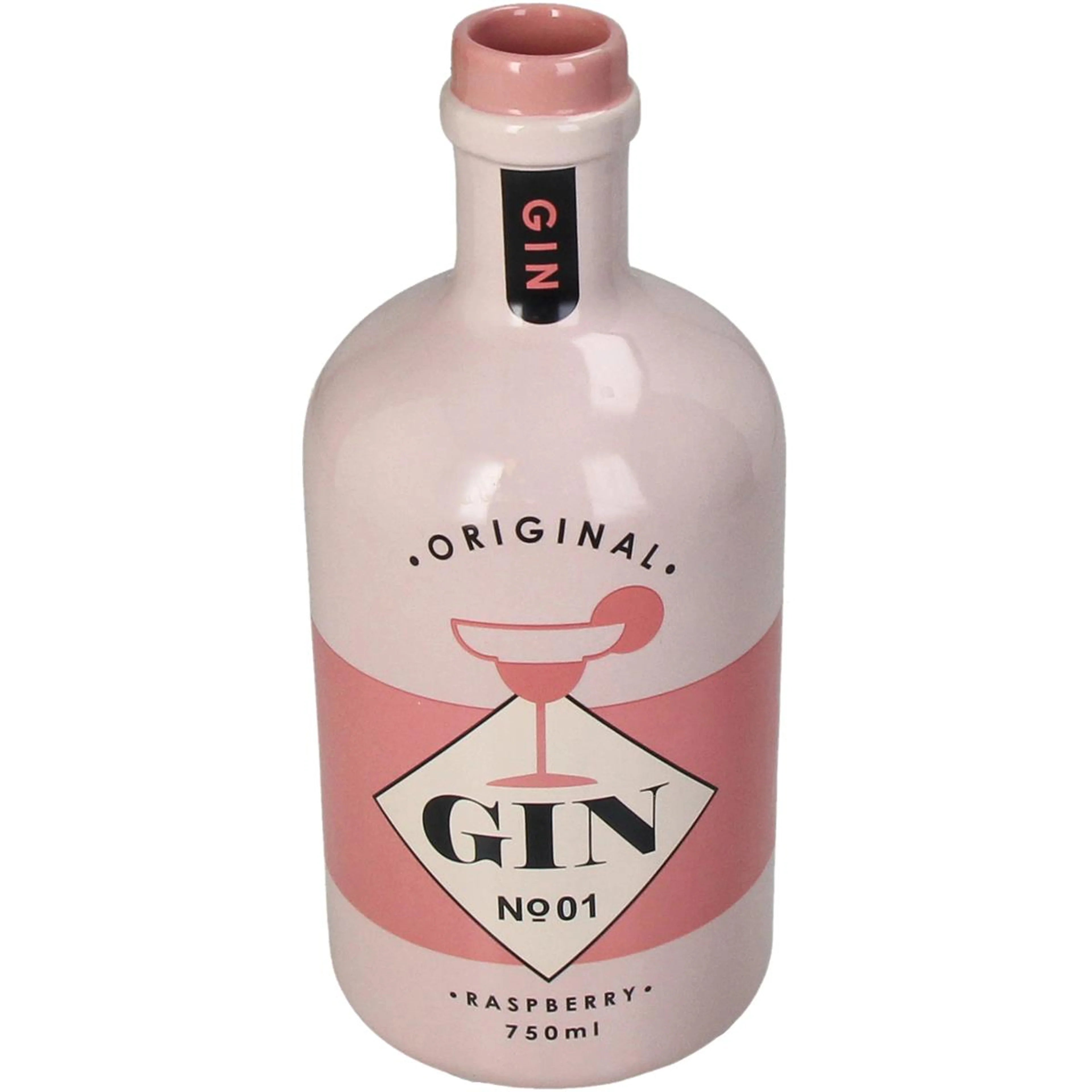 Vaas Gin fles raspberry - Aardewerk - 9.5x9.5x21.5cm